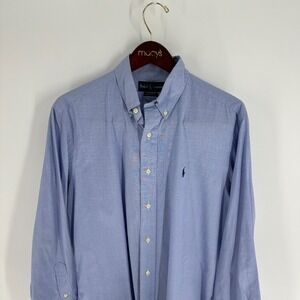 Ralph Lauren Classic Fit Plaid Button Down Dress Shirt Blue Size 16 (32/33)